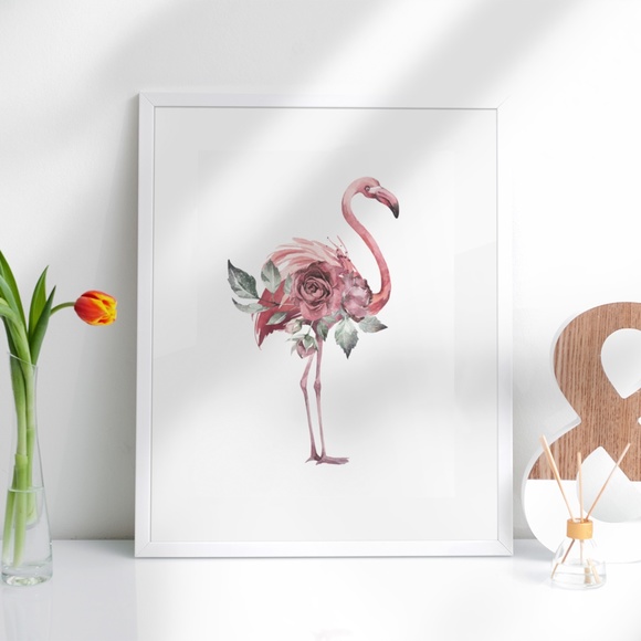 Watercolor Tropical Flamingo Wall Art Poster Print UNFRAMED - Picture 6 of 17